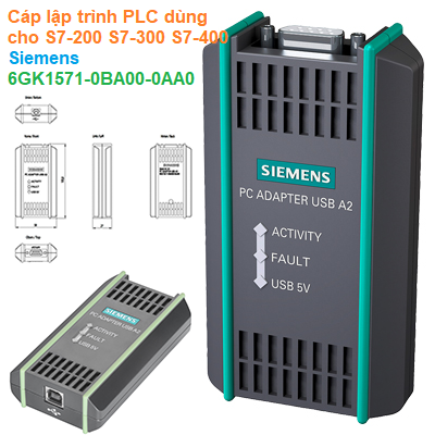 Cáp lập trình PLC dùng cho S7-200 S7-300 S7-400 - Siemens - PC adapter USB A2 - 6GK1571-0BA00-0AA0